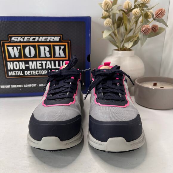 Skechers Carbix-Niyla Composite Toe Work Shoe Navy/Pink 108196 Women's 6.5 NWB - Picture 2 of 10